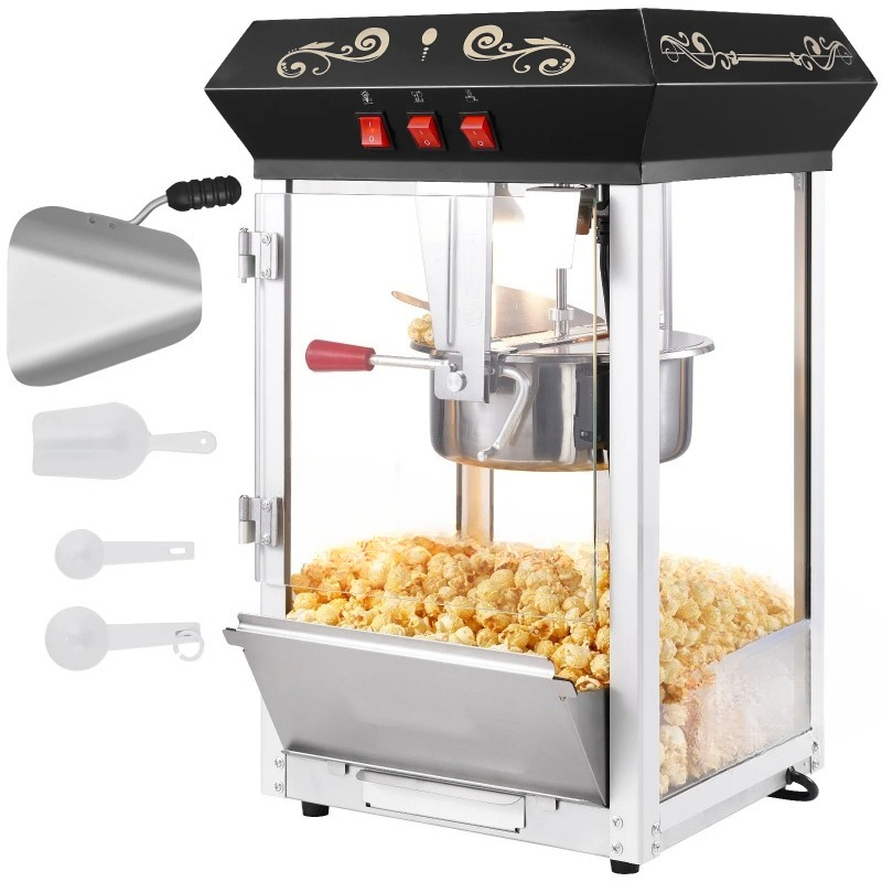 Commercial Popcorn Machine 8Oz Kettle - ポップコーンメーカー 850W ポップコーンポッパーマシン 8オンス ケトル 1回に48カップ作成