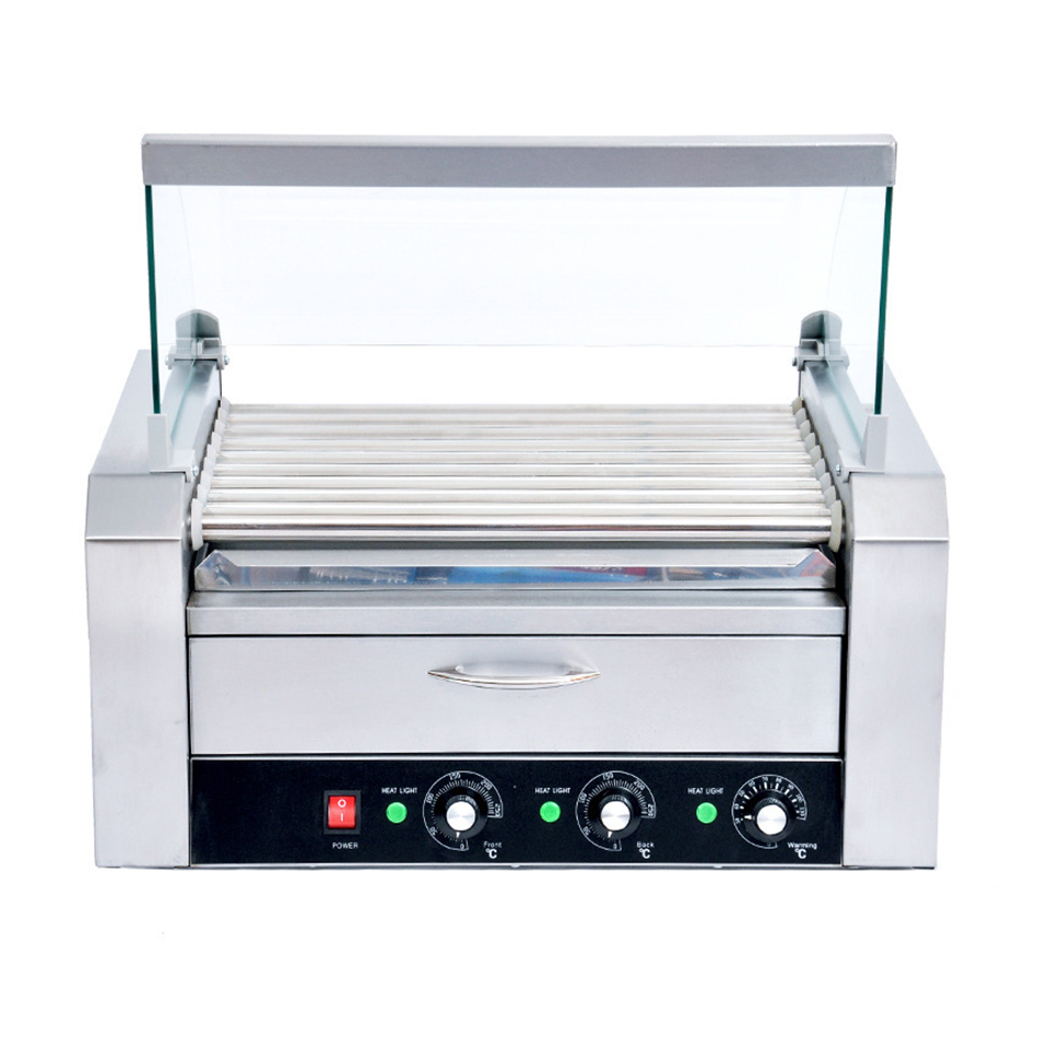 Hot Dog Roller Grill Commercial - HHD09A ホットドッグローラーグリル 業務用ホットドッグスナック機器 保温キャビネット ホットドッグメーカー ソーセージメーカー