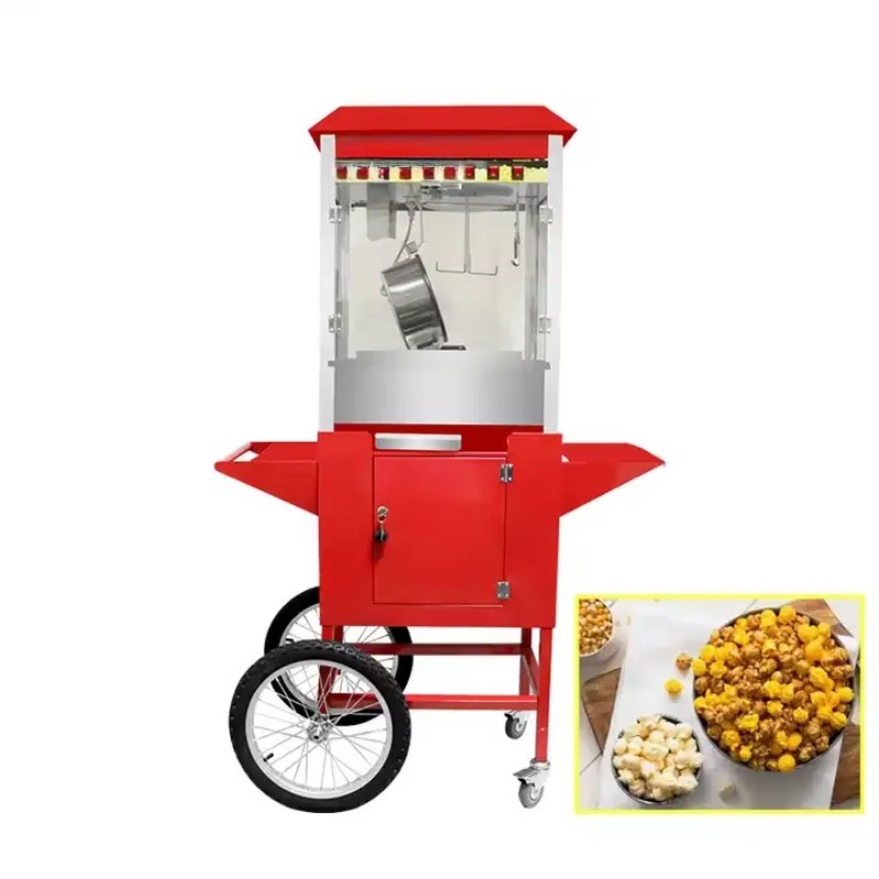 Commercial Popcorn Machine 8Oz Kettle - 業務用ポップコーンマシン、8オンスケトル、カート付き、ステンレス製、業務用ポップコーンメーカー、高効率、使いやすい