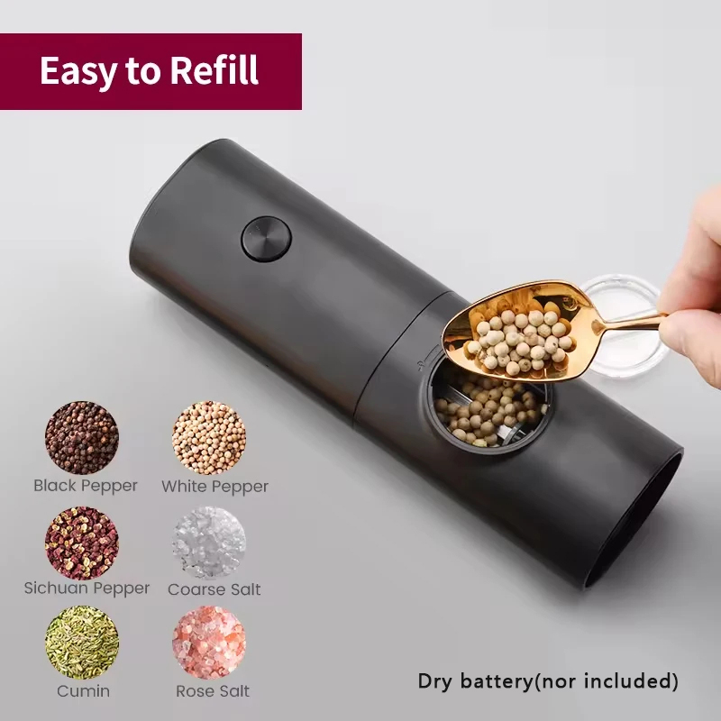 Popcorn Seasoning Salt Butter - 電動自動塩コショウグラインダーセット LEDライト付きグラインダーセット スパイスミル 調節可能なスパイスグラインダー キッチンツール