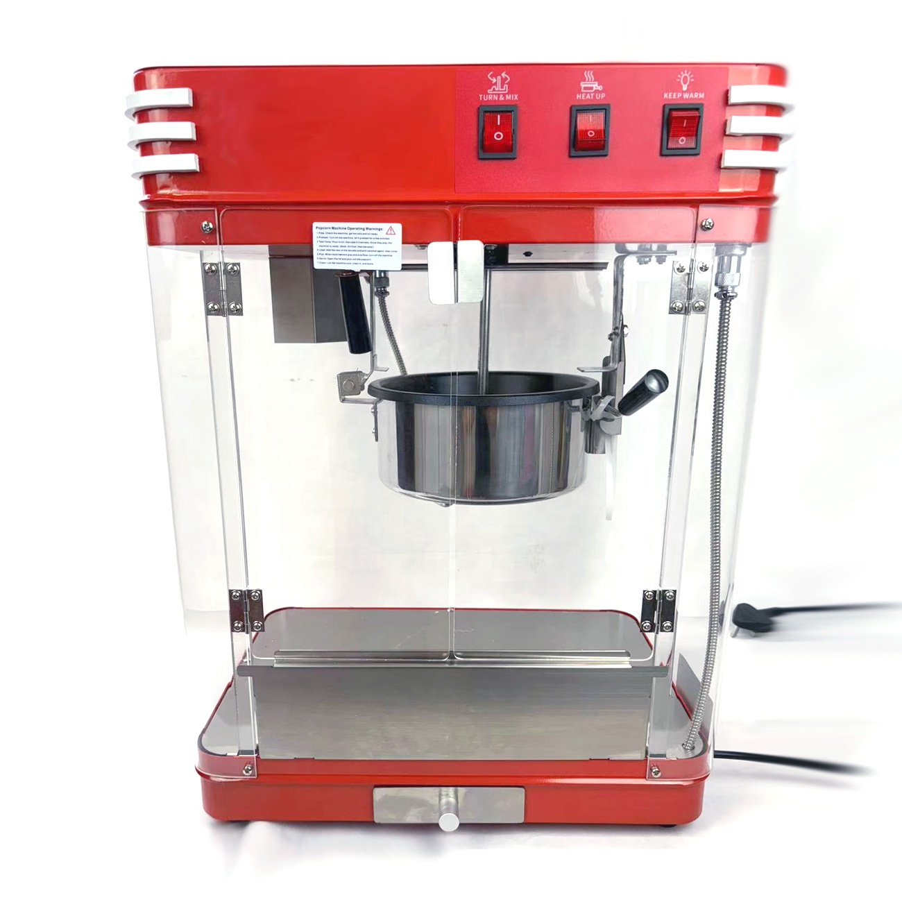 Commercial Popcorn Machine 8Oz Kettle - 業務用ポップコーンマシン、8オンスのポップコーンケトル付き、映画館風ポップコーンメーカー、ノンスティックポップコーンケトル付きグルメポップコーンマシン