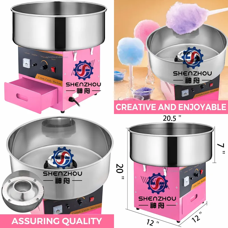 Commercial Cotton Candy Cart - 2026年式電動プロ仕様全自動フラワーコットンキャンディマシンカートシングルキャビネット業務用綿菓子製造機