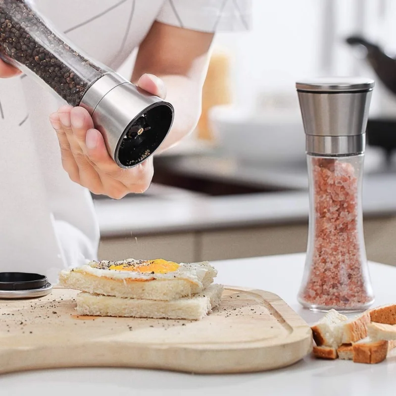 Popcorn Seasoning Salt Butter - 180/200 ミリリットルペッパーグラインダーステンレス鋼ガラススパイスボトル塩コショウミル手動スパイスグラインダーミル家庭用キッチンガジェット