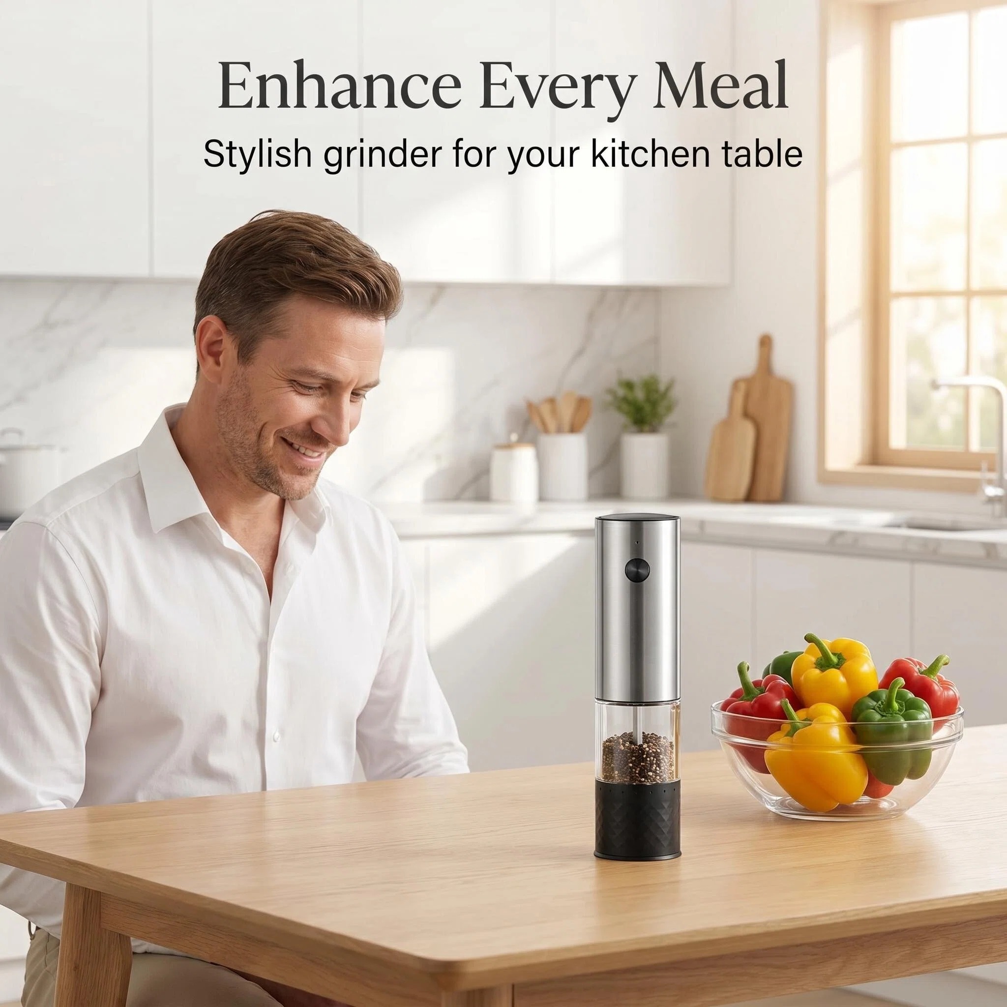 1個/2個入り ミニUSB充電式自動ペッパーミル 粗さ調整可 - Popcorn Seasoning Salt Butter のレビューと価格