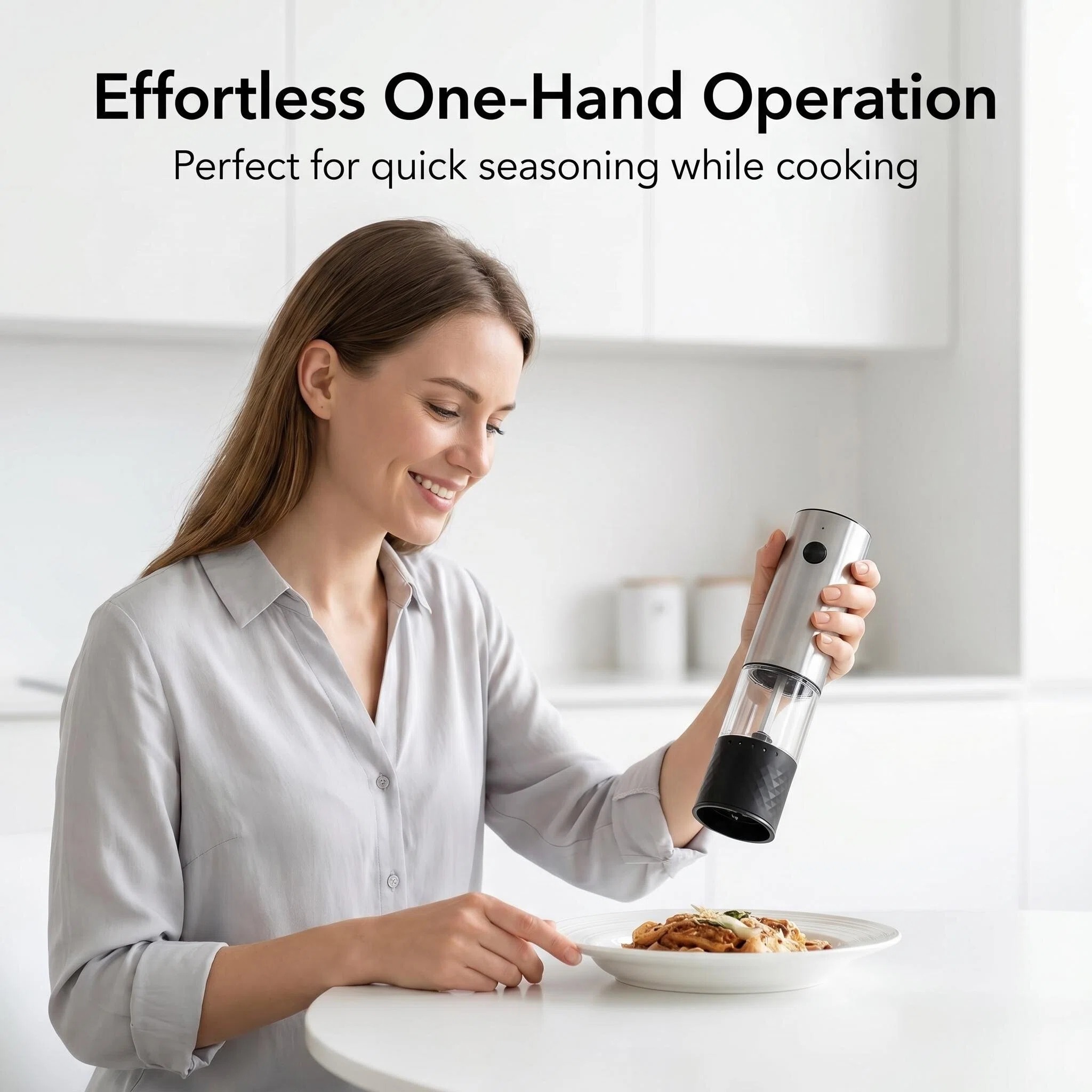 1個/2個入り ミニUSB充電式自動ペッパーミル 粗さ調整可 - Popcorn Seasoning Salt Butter のレビューと価格