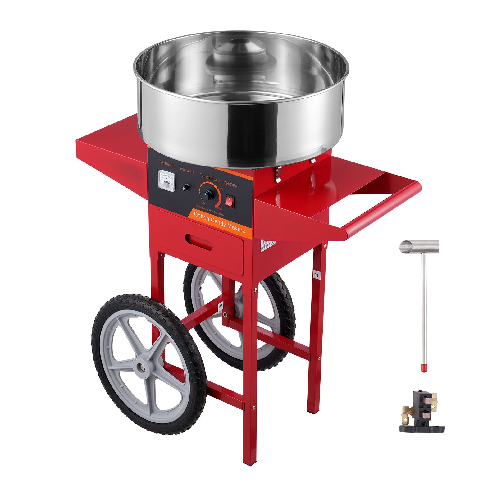 カート付き電動綿菓子製造機、1000W業務用綿菓子メーカー、 - Commercial Cotton Candy Cart のレビューと価格