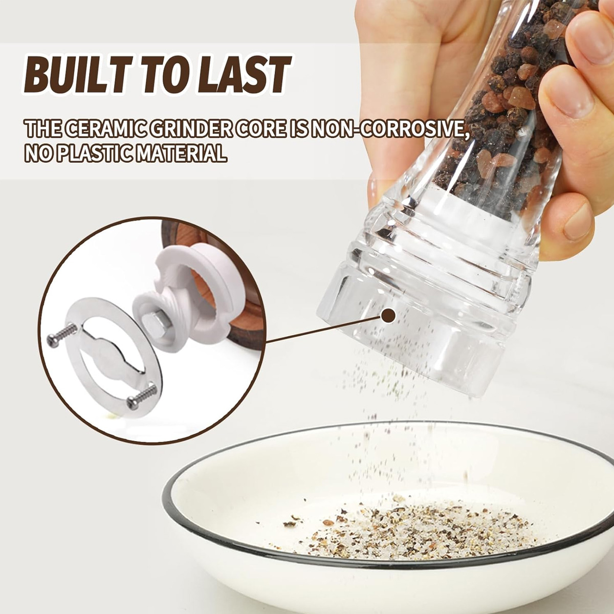 ペッパーグラインダー- 4/5/6インチのアクリル製塩コショ - Popcorn Seasoning Salt Butter のレビューと価格