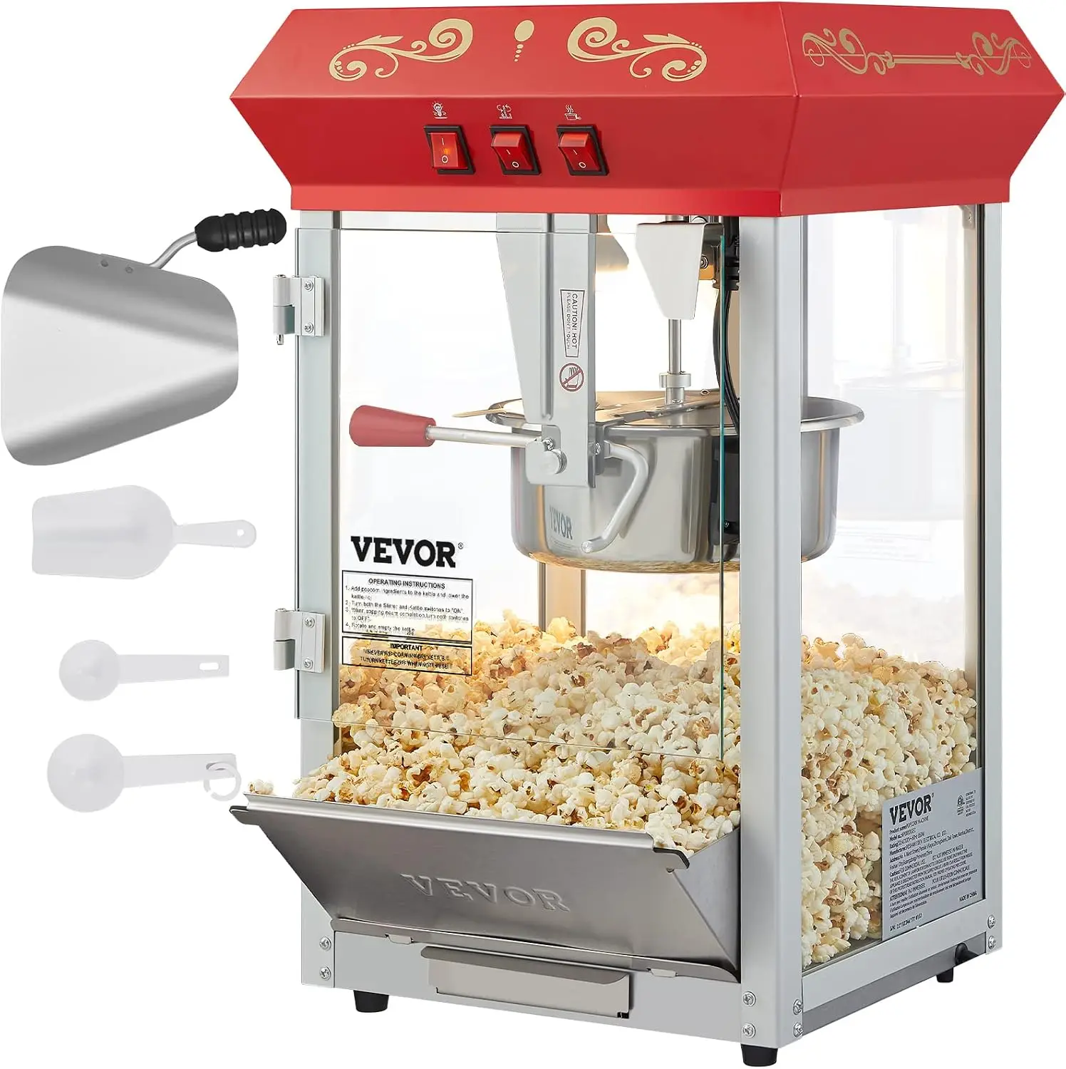業務用ポップコーンマシン、8オンスケトル、850Wカウンター - Commercial Popcorn Machine 8Oz Kettle のレビューと価格