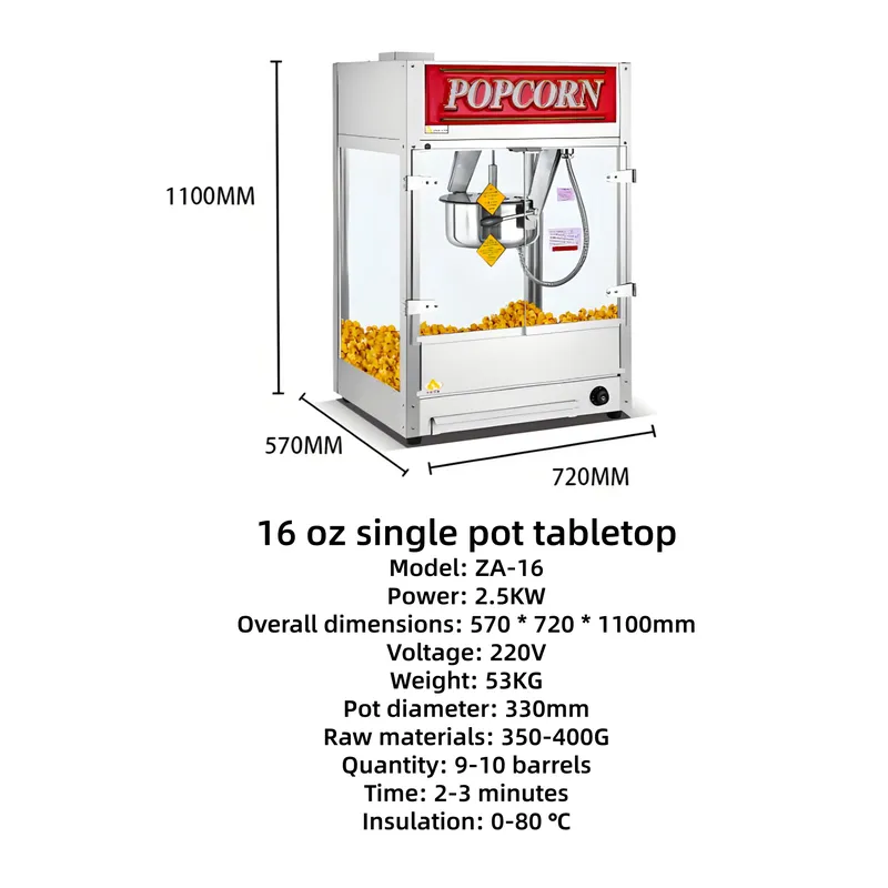 大型自動ポップコーン製造機。16オンスのステンレス製で、電気 - Commercial Popcorn Maker 16Oz のレビューと価格