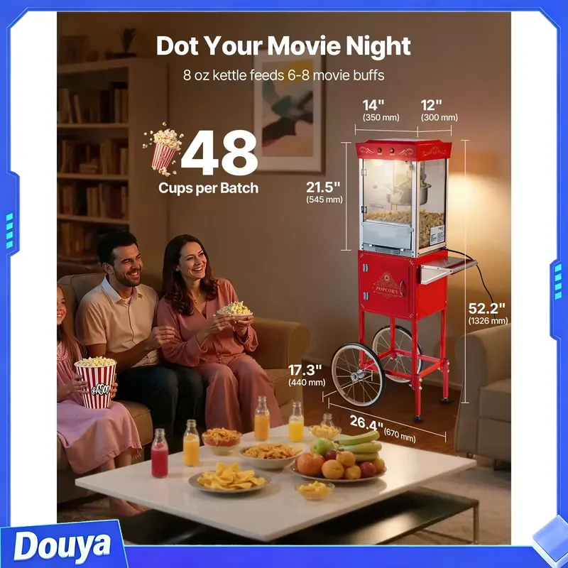 カート付きポップコーンマシン、8オンスステンレススチールケト - Commercial Popcorn Machine 8Oz Kettle のレビューと価格