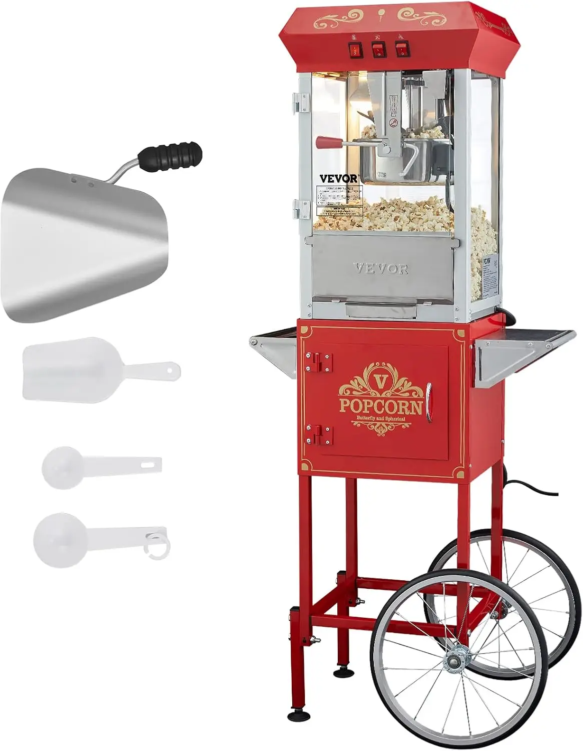 業務用ポップコーンマシン、8オンスケトル、850W、車輪付き - Commercial Popcorn Machine 8Oz Kettle のレビューと価格