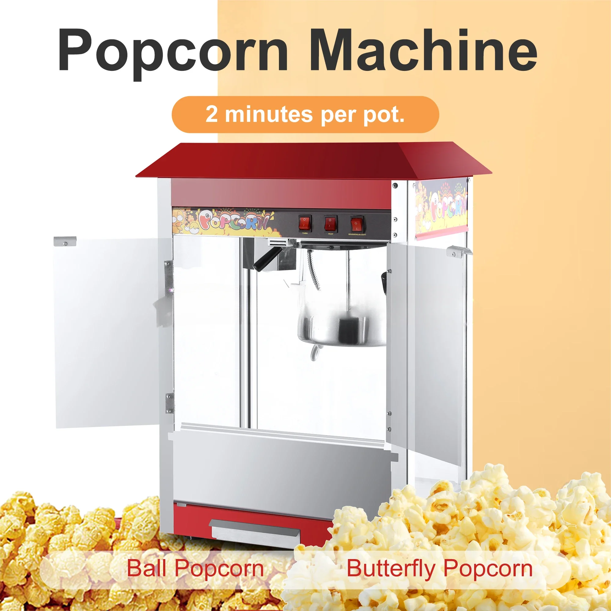 業務用電気式ポップコーンメーカー 8オンス ケトル カスタマ - Commercial Popcorn Machine 8Oz Kettle のレビューと価格