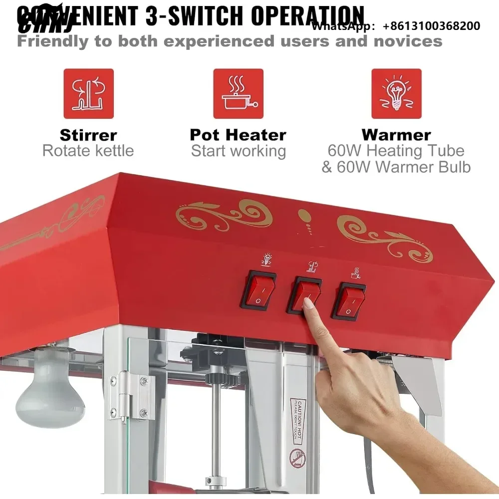 業務用ポップコーンマシン、8オンスケトル、850Wカウンター - Commercial Popcorn Machine 8Oz Kettle のレビューと価格